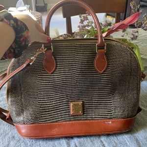 Dooney & Bourke Gray Embossed Leather Lizard Satchel Gray